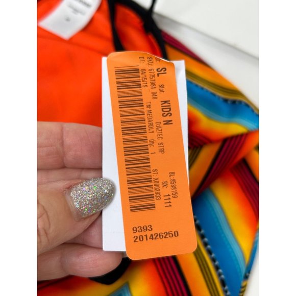 0707A- Joe Boxer Girls’ One Piece Swimsuit 6X Multicolor Black Spaghetti Straps - Picture 7 of 8